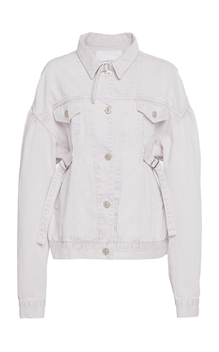 Pushbutton Denim Cinched Waist Jacket