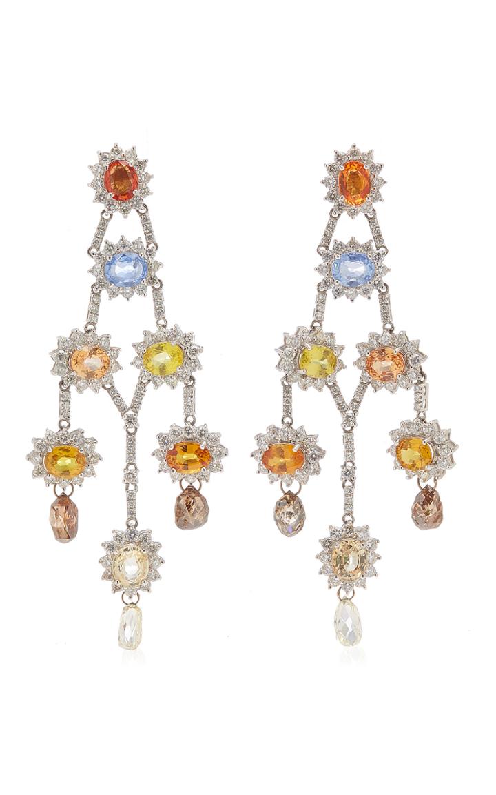 Moda Operandi Eleuteri One Of A Kind Girandole Pendant Earrings With Diamonds & Mult