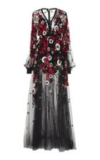 Elie Saab Embroidered Chiffon Maxi Dress