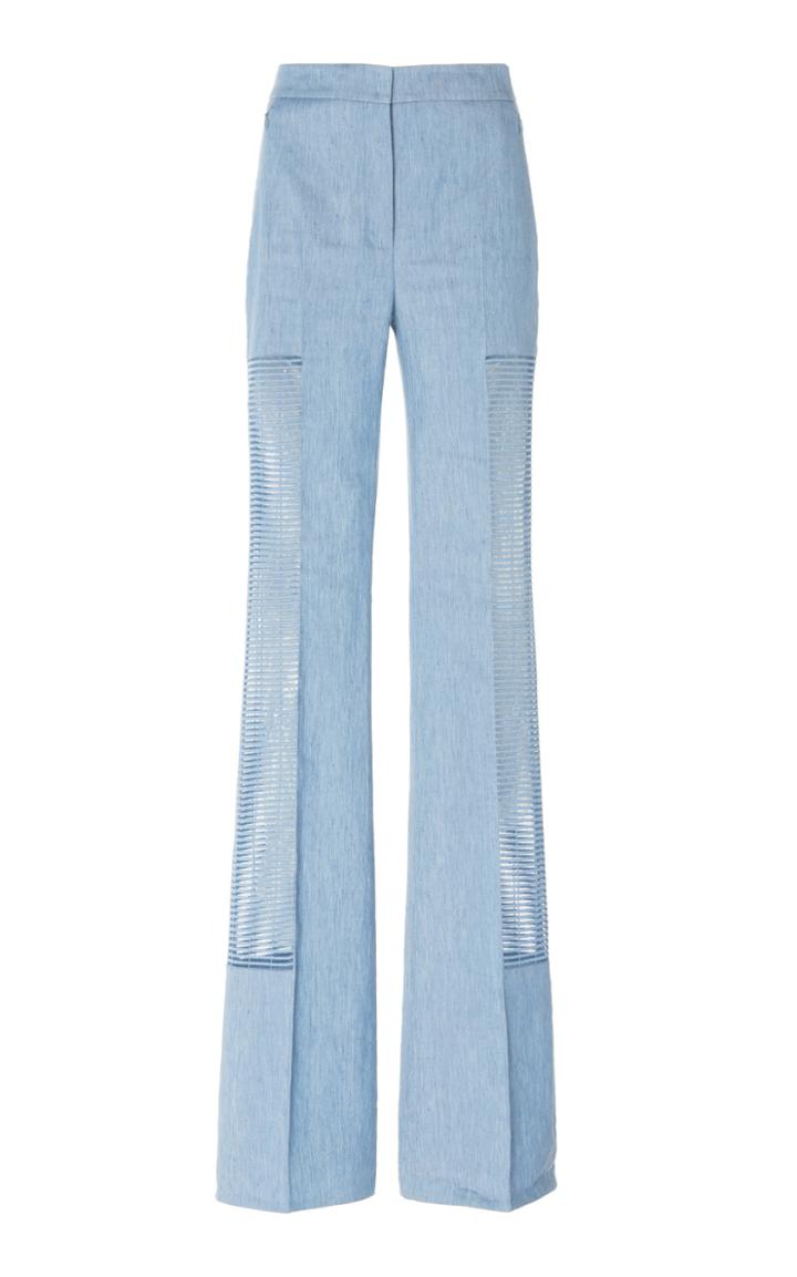 Moda Operandi Akris Farida Embroidered Cotton-blend Boot-leg Pants Size: 2