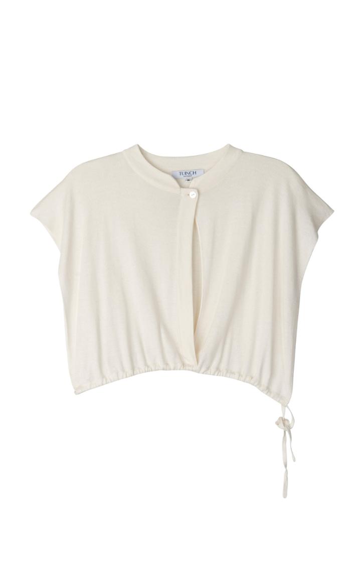 Tuinch Drop-shoulder Ribbed Knit Crop Top