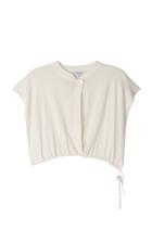 Tuinch Drop-shoulder Ribbed Knit Crop Top