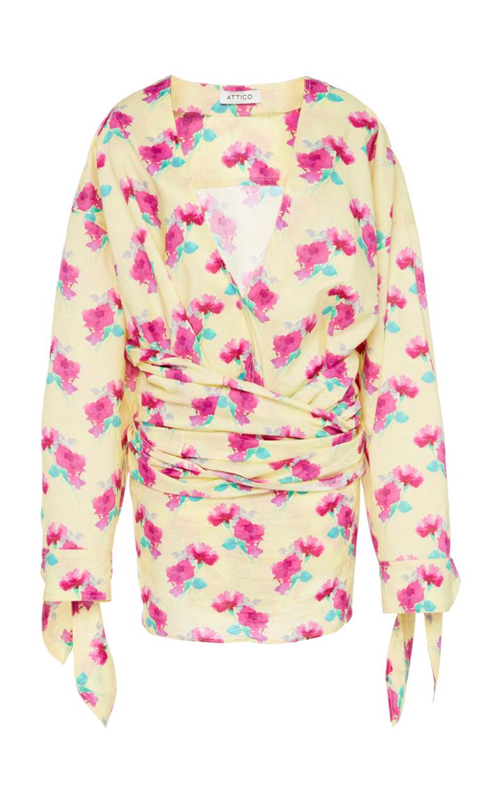 Attico Floral Printed Cotton Mini Dress