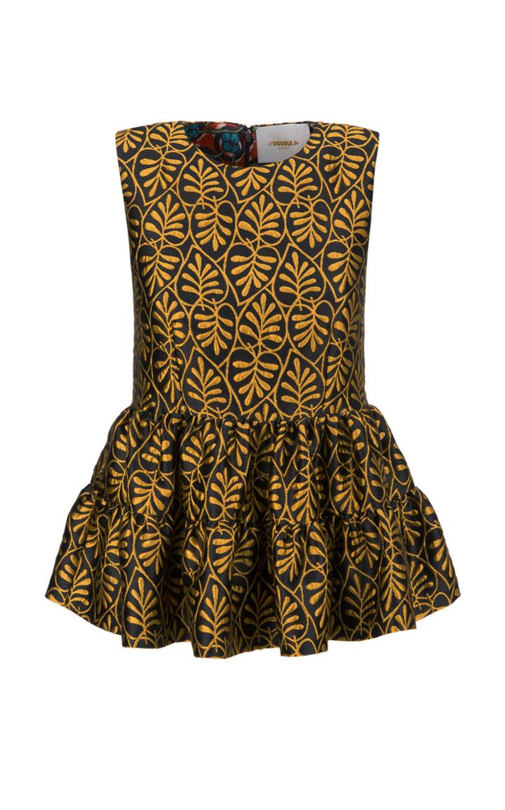 La Doublej Floral Embroidered Peplum Top