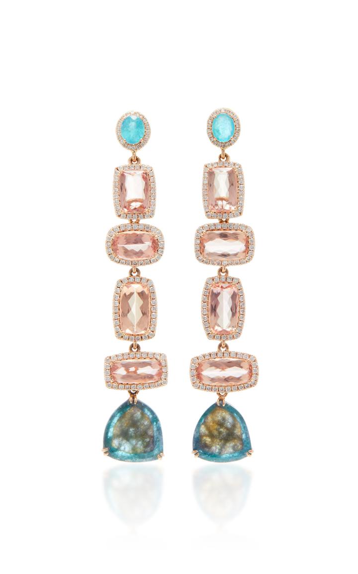 Graziela 18k Rose Gold Topaz Tourmaline And Diamond Earrings