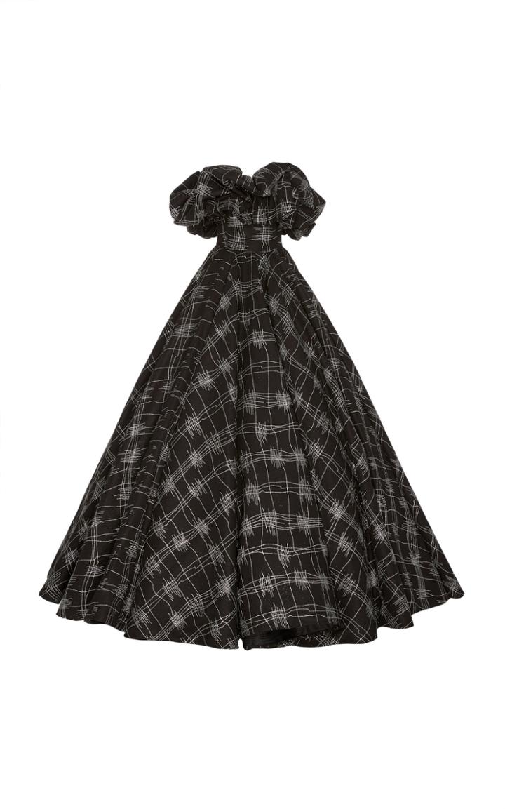 Christian Siriano Ruffled Off-the-shoulder Organza Jacquard Gown
