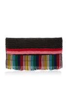 Sensi Studio Multicolored Frayed Straw Bag