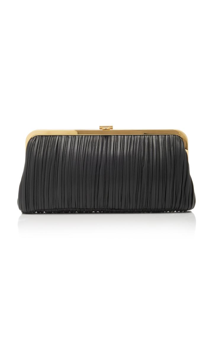 Moda Operandi Mark Cross Susanna Pleated Leather Frame Clutch