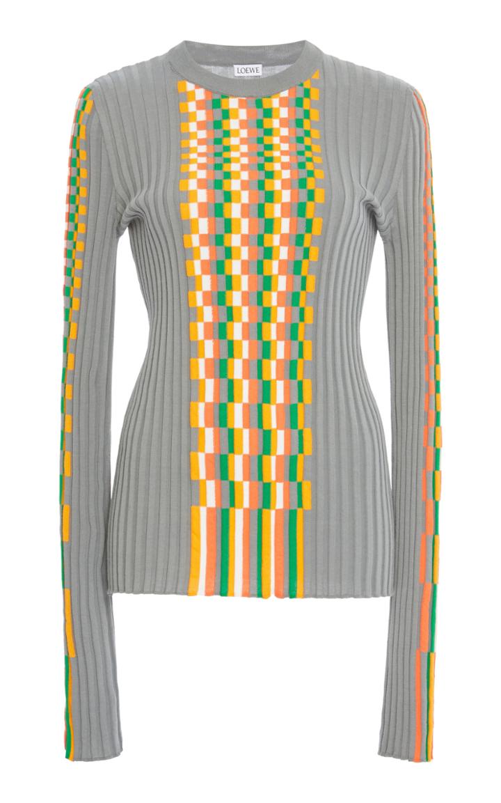 Loewe Fitted Rib Knit Graphic Sweater