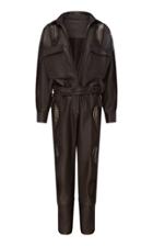 Moda Operandi Christopher Esber Crochet-trimmed Leather Jumpsuit