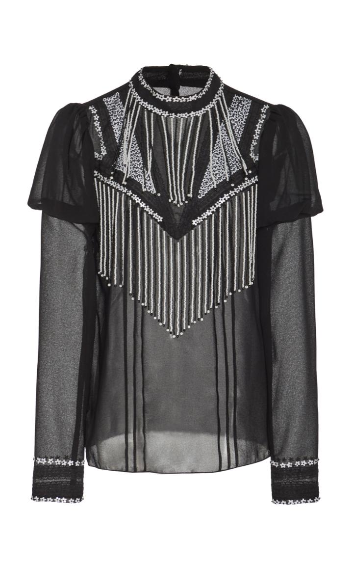 Anna Sui Beaded Crepe Blouse