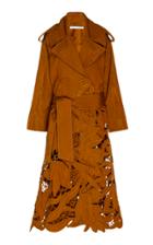 Moda Operandi Oscar De La Renta Embellished Moir Cotton-blend Coat Size: 0