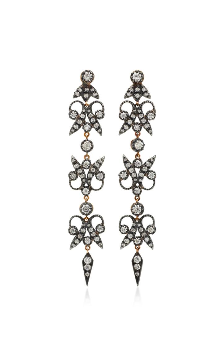 Montse Esteve Oxidized Silver 18k Gold And Diamond Earrings