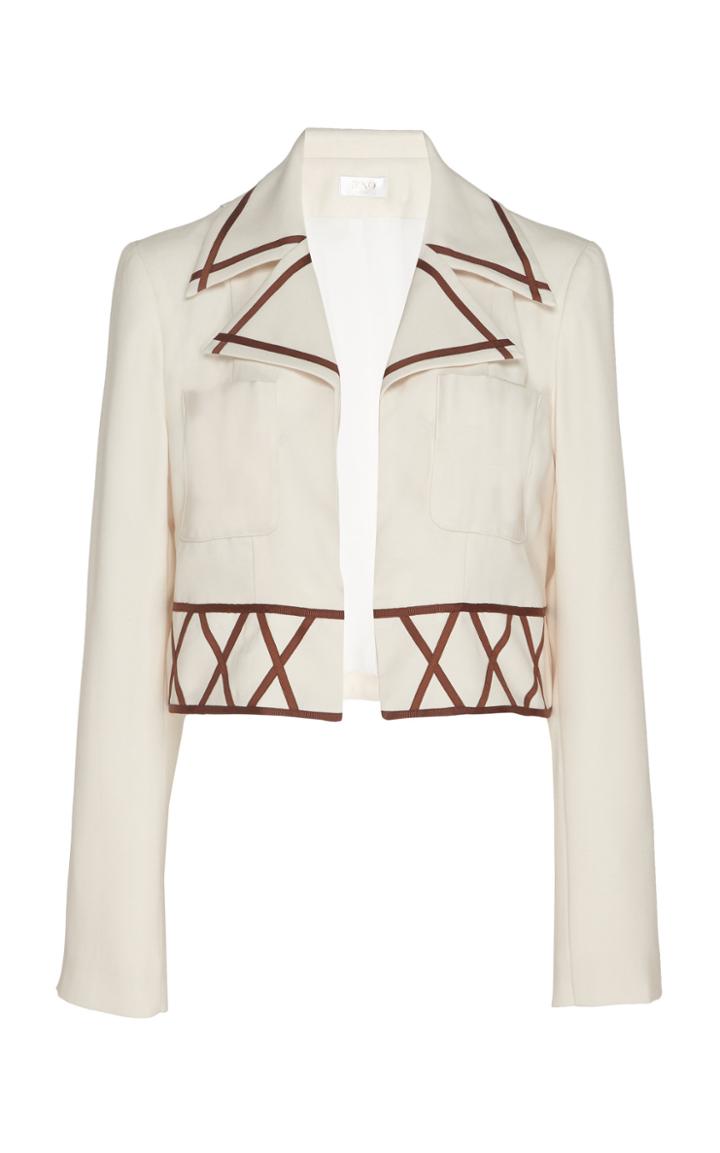 Rixo Violet Ribbon-trimmed Cropped Jacket