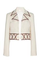 Rixo Violet Ribbon-trimmed Cropped Jacket