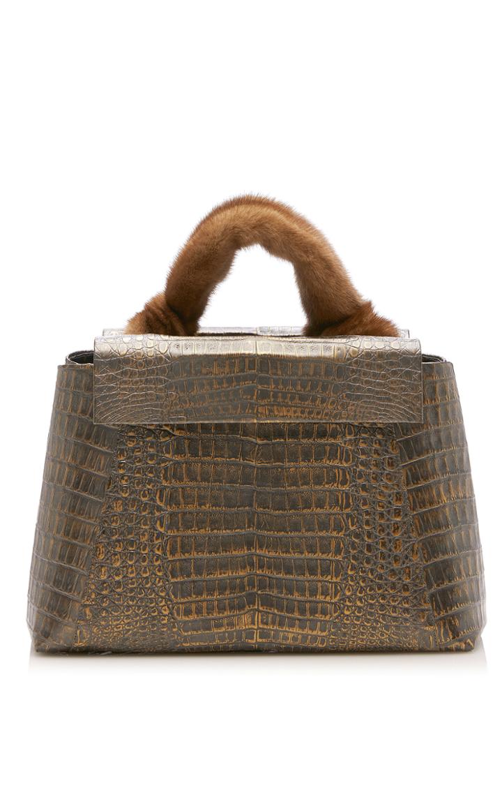 Nancy Gonzalez Mink Handle Large Flap Tote