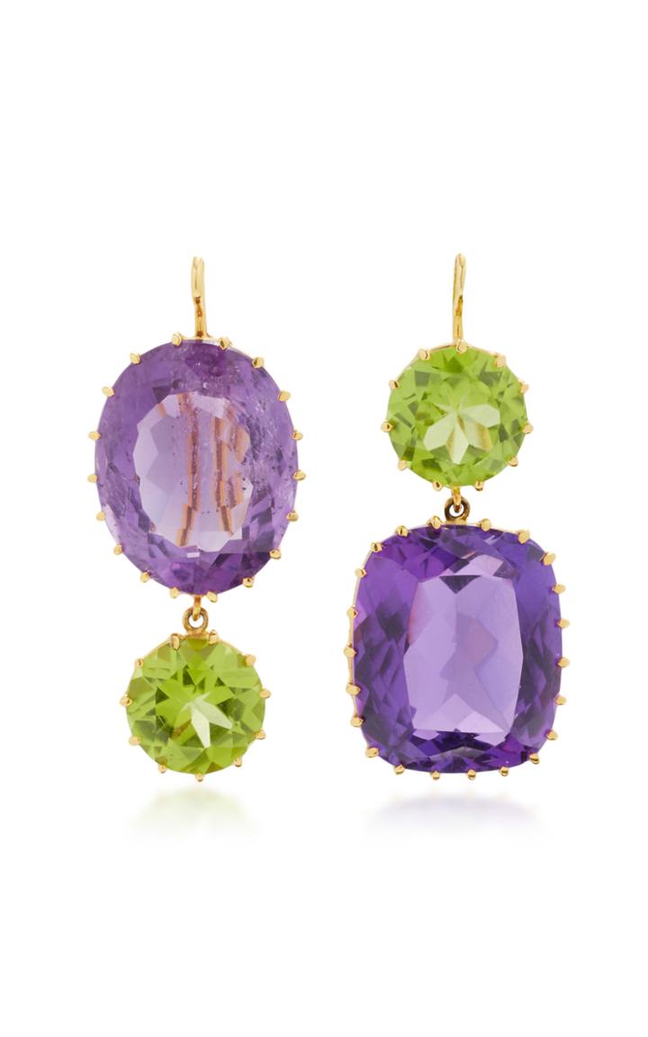Renee Lewis Antique Amethyst And Peridot Earrings