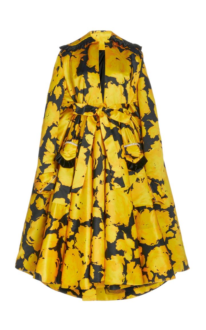 Moda Operandi Richard Quinn Gold Rose Satin Dress Coat
