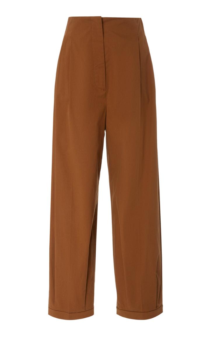 Max Mara High-waisted Wide-leg Cotton-blend Pants