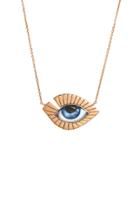Moda Operandi Lito 14k Rose Gold & Small Blue Enamel Eye Necklace