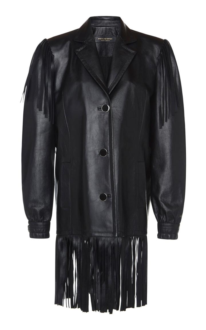 Philosophy Di Lorenzo Serafini Fringe Leather Jacket