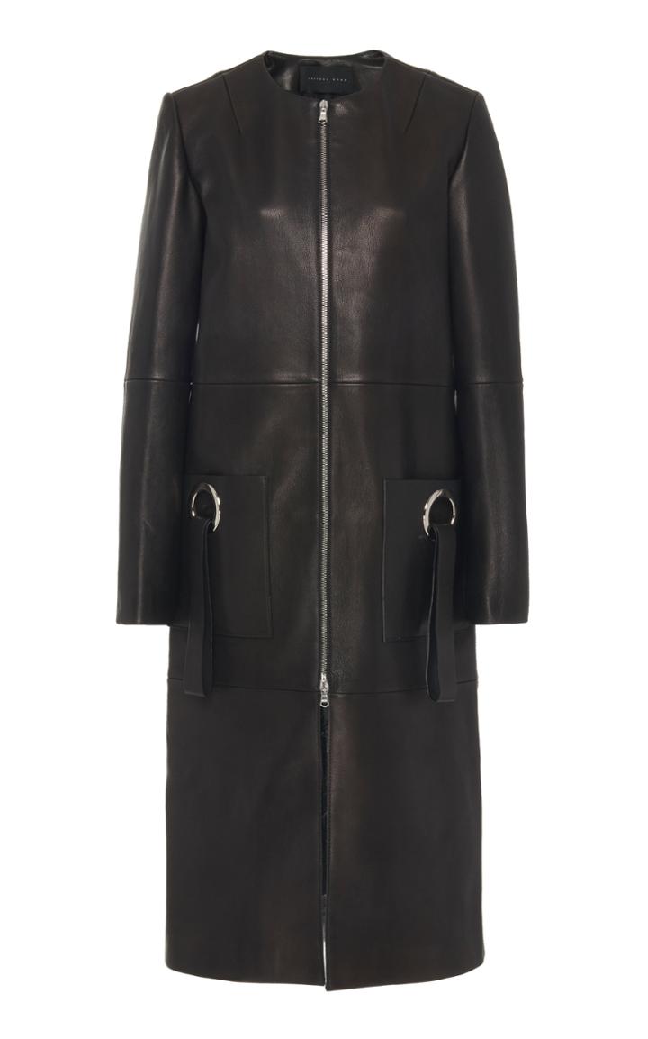 Jeffrey Dodd Leather Embellished Car Coat