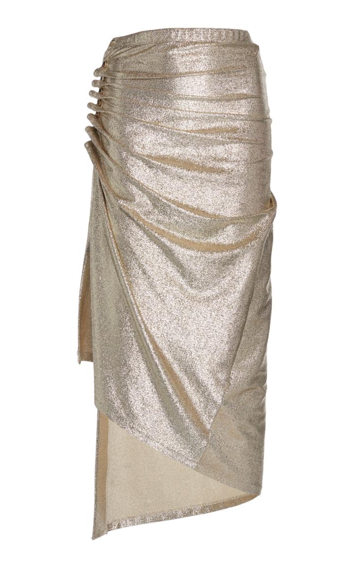 Moda Operandi Paco Rabanne Ruched Lurex Midi Skirt