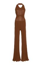 Alberta Ferretti Ribbed Knit Cotton Jumpsuit