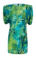 Moda Operandi Versace Jungle Print Ruched Sleeve Satin Dress Size: 38