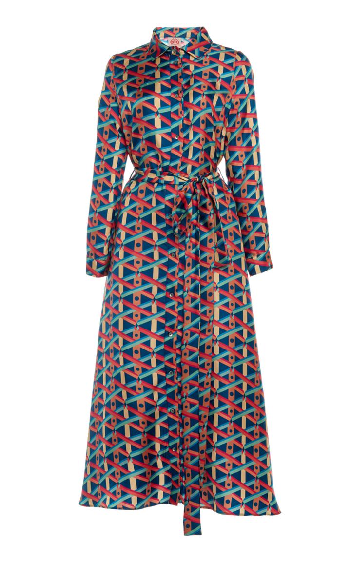 Moda Operandi Le Sirenuse Positano Balance Zoe Printed Silk Shirt Dress Size: 38