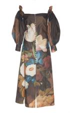 Sandra Mansour Cotton Printed Off-the-shoulder Midi Dress