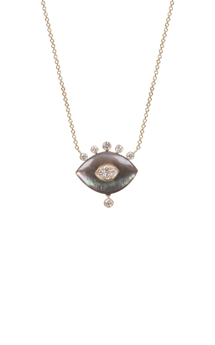 Moda Operandi Nayla Arida Grey Mother Of Pearl Eye Necklace