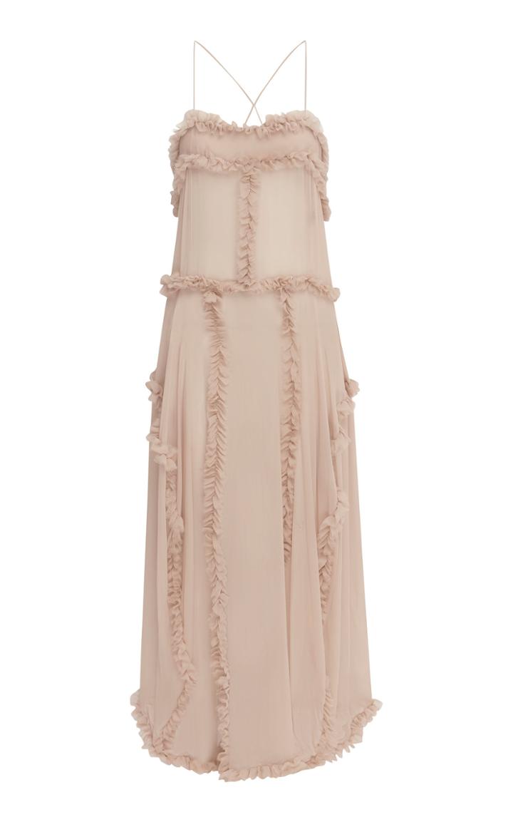 Lee Mathews Kitty Ruffle Silk Georgette Cami Dress