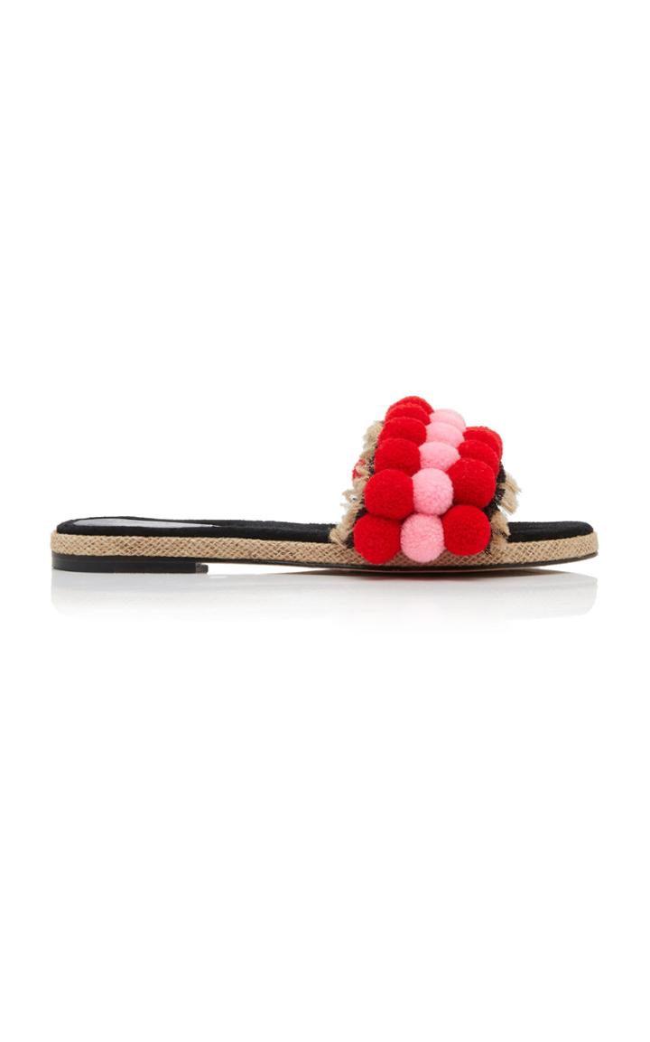 Rae Feather Stripe Pom Pom Slide