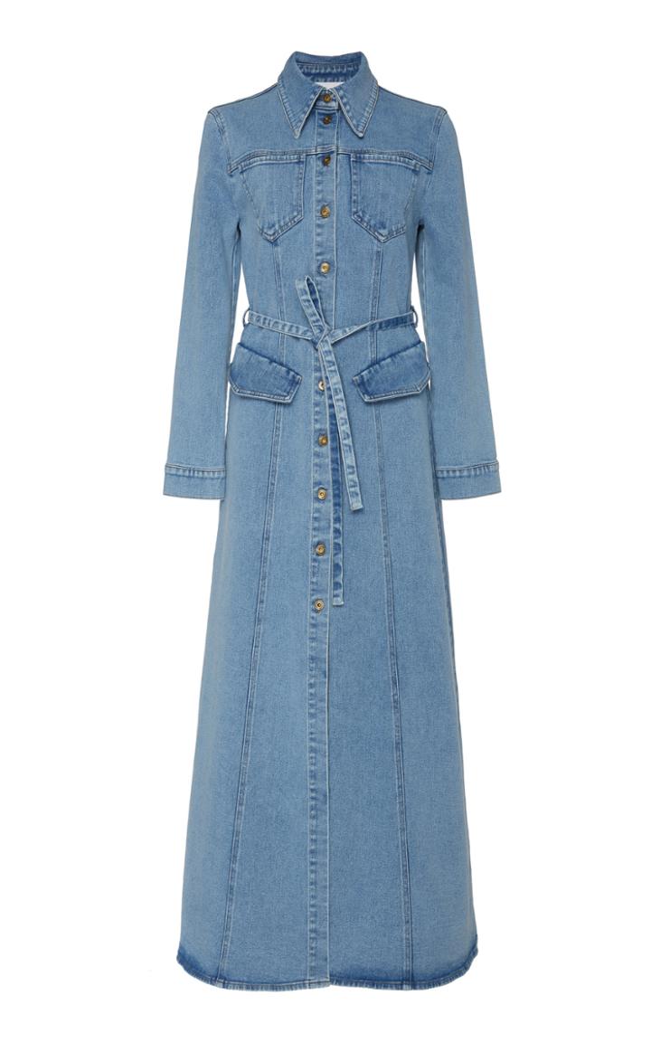 Nanushka Jiaye Belted Stretch-denim Dress