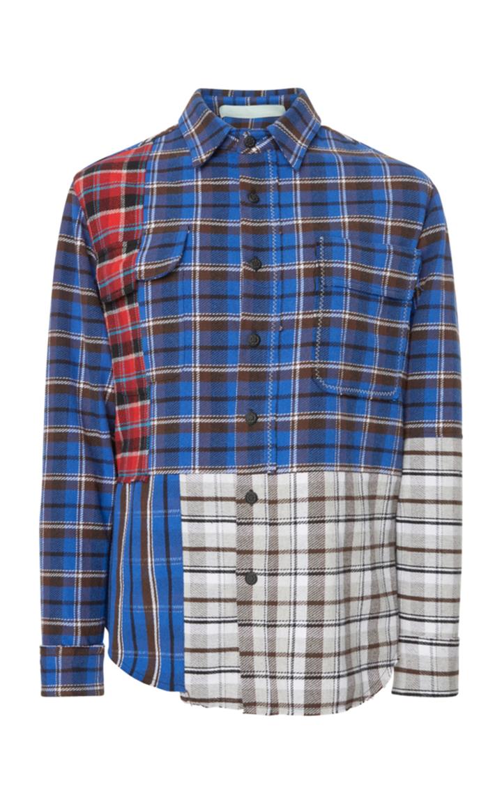 Off-white C/o Virgil Abloh Patchwork-effect Plaid Cotton-blend Shirt