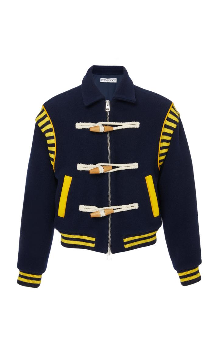 Jw Anderson Toggle-embellished Wool-felt Varsity Jacket