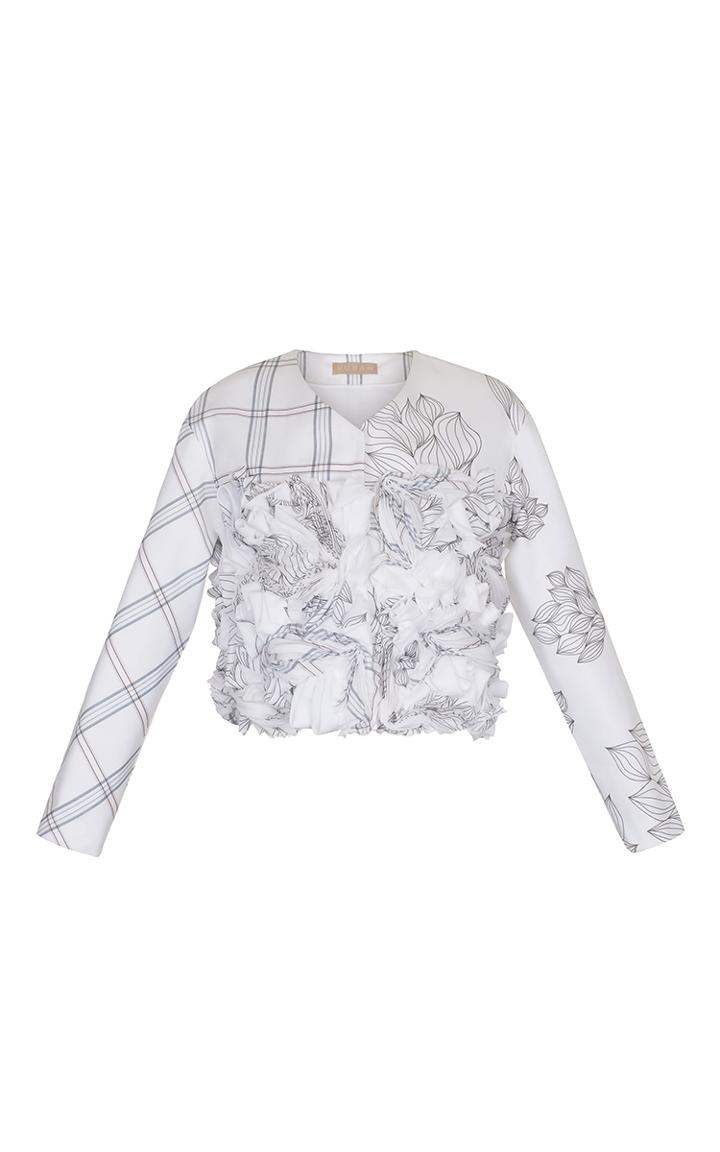 Ruban Decorated Mixed Print Cropped Jacket