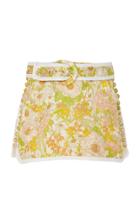 Zimmermann Belted Floral-print Cotton And Silk-blend Mini Skirt