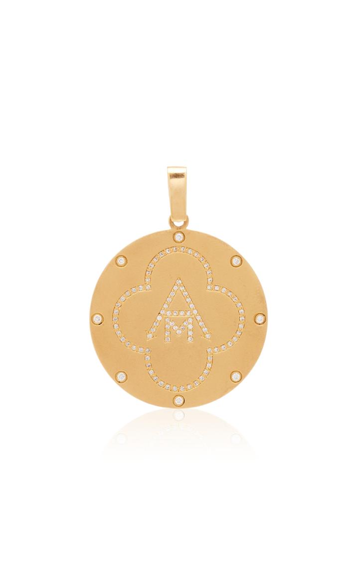Ashley Mccormick Monogram 18k Gold And Diamond Necklace