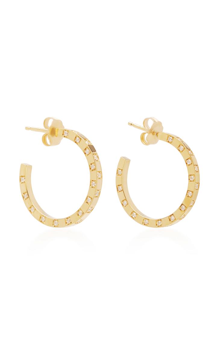Azlee 18k Gold And Diamond Hoop Earrings