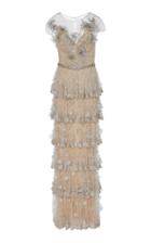 Marchesa Embellished Tiered Organza Dress