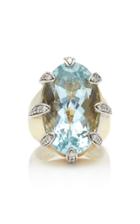 Vintage Cascialli 18k Gold And Aquamarine Ring