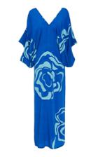 Jaline Beatriz Swirl Print Silk Maxi Dress