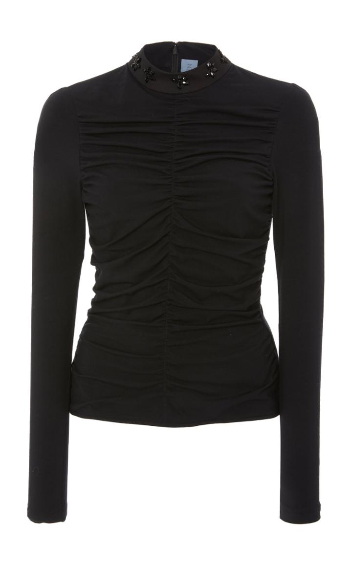 Jonathan Cohen Sasha Embroidered Long-sleeve Jersey Top