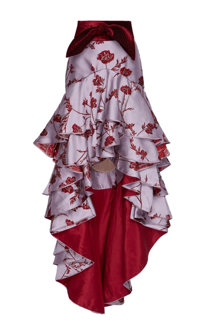 Johanna Ortiz Bowie Belted Jacquard Skirt