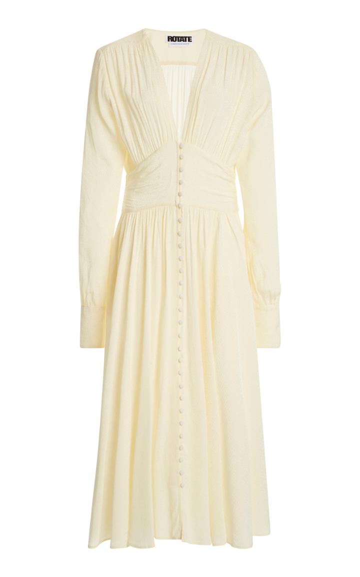 Rotate Tracy Button-front Crepe Midi Dress