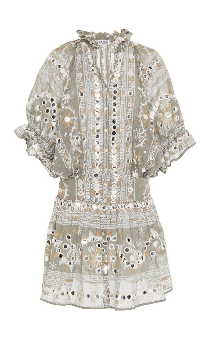 Moda Operandi Juliet Dunn Embroidered Cotton Blouson Dress Size: 1