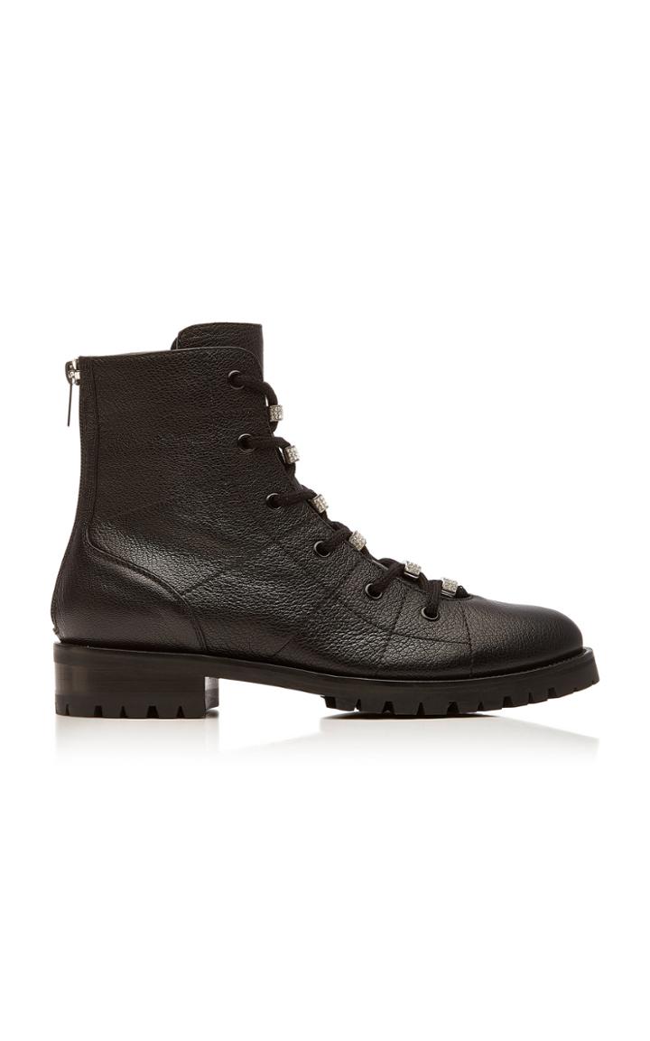 Jimmy Choo Bren Crystal-embellished Leather Ankle Boots