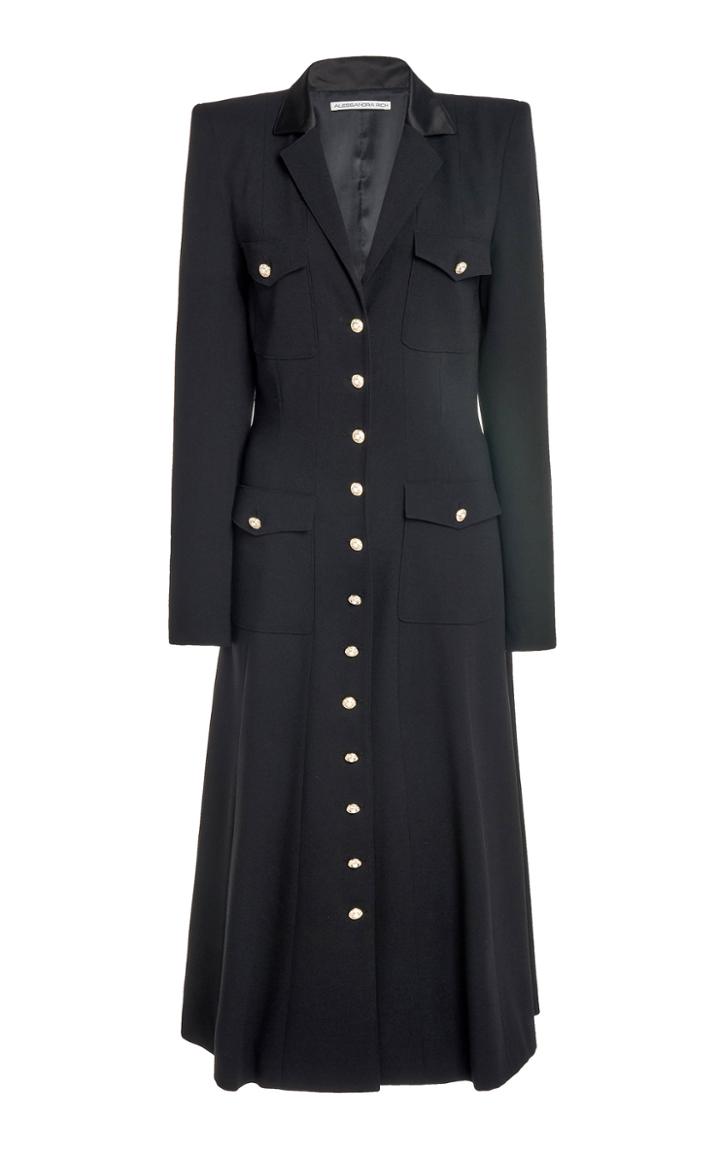 Moda Operandi Alessandra Rich Wool Button Front Dress With Pockets